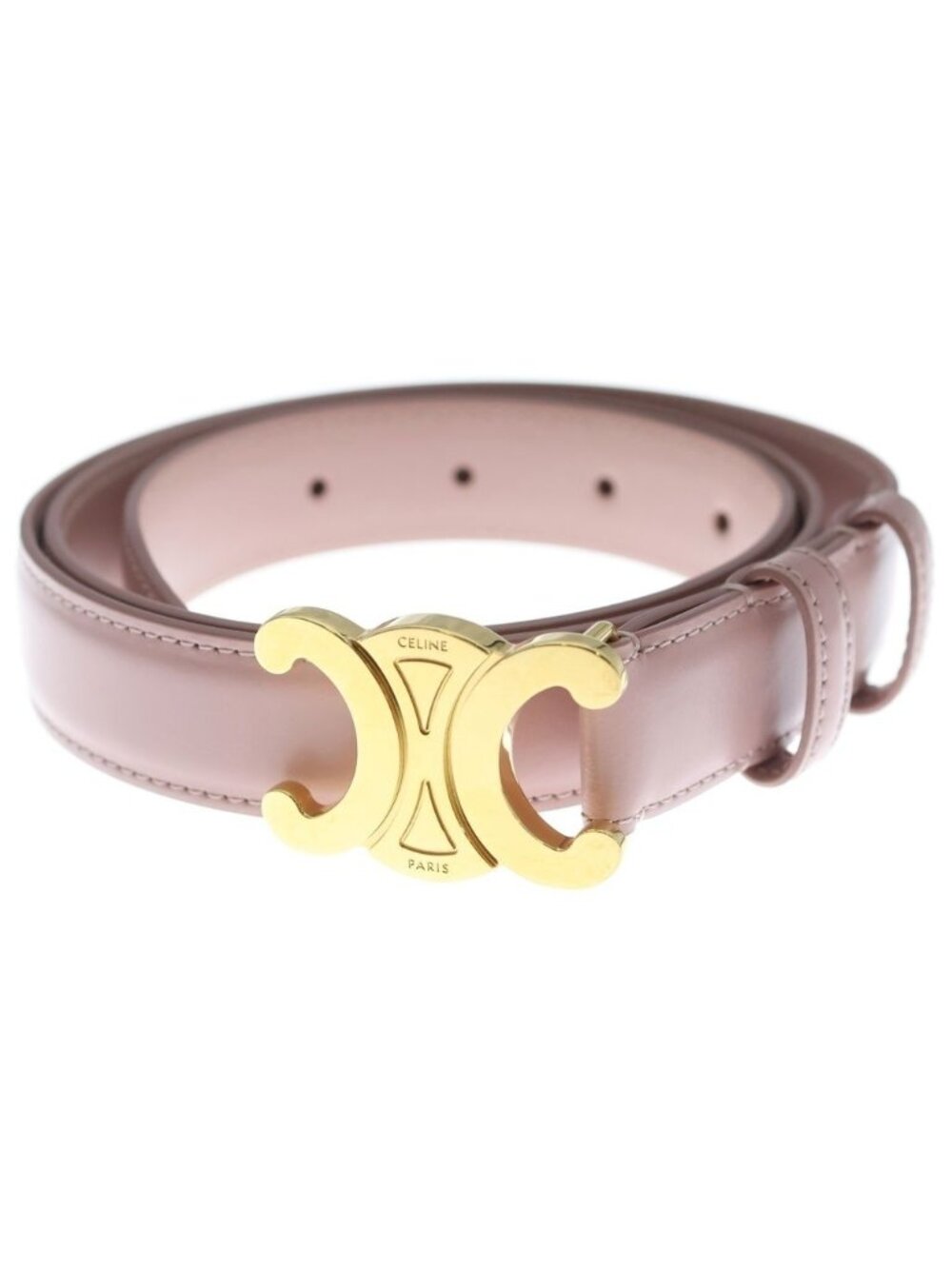 Celine Triomphe Leather Belt Pink Gold